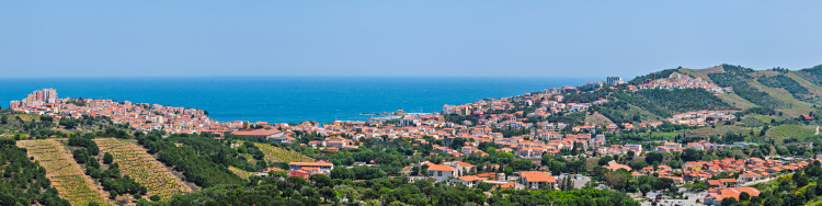 Blick von oberhalb
                                          Banyuls-sur-Mer auf die Bucht,
                                          Cote Vermeille, Roussillon,
                                          Sdfrankreich